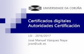 Certificados digitales Autoridades Certificaciónnino/blog/lsi/documentos/8-certificados... · Ejemplo: Para una clave dada, ... DES, 3DES, AES, ... Cifradores de flujo ... El algoritmo