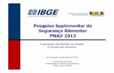 Pesquisa Suplementar de Segurança Alimentar PNAD 2013 · PNAD -Segurança Alimentar 2013 Mapa da Prevalência de Insegurança alimentar em domicílios ... % Brasil –2009/2013 PNAD