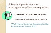 A Teoria Hipodérmica e as abordagens empíricas subsequentes · A Teoria Hipodérmica e as abordagens empíricas subsequentes  Profa. Lidiane