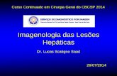 Imagenologia das Lesões Hepáticas - cbcsp.org.br · • Controle de doenças crônicas, Doppler, ... (álcool, hepatites virais B e C, doenças de depósito, etc) ... • Preferência