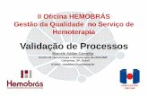 Validação de Processosaplicacoes.hemobras.gov.br/IIoficinahemobras/Validacao de... · 2011-09-15 · antes da implantação, plano de melhoria ou de implantação, qualificação