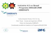 Indústria 4.0 no Brasil -Programa BRAGECRIM -EMBRAPII · Slide 3 BRAGECRIM Partners São Carlos ¯USP ¯UFSCar Florianópolis ¯UFSC ¯CERTI ... IFCE IFGoiano ISI Biomassa LAMEF/UFRGS
