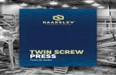 TWIN SCREW PRESS - cdn.haarslev.comcdn.haarslev.com/file/meat-ds/Products/Twin-Screw-Press/Datasheets/... · prensa bicônica ou cilíndrica. Uma das vantagens do tipo bicônico é