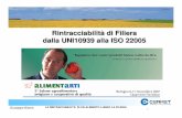 Rintracciabilità di Filiera dalla UNI10939 alla ISO 22005 · ISO 22005:2007 4.1 I sistemi di rintracciabilità dovrebbe essere in grado di documentare la storia del prodotto e