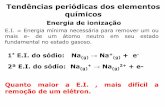 Tendências periódicas dos elementos químicosªncias periódicas dos elementos químicos Energia de ionização E.I. = Energia mínima necessária para remover um ou mais e- de um