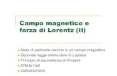 Campo magnetico e forza di Lorentz (II) - INFN-BObruni/didattica/Esercizi_2011/10.CampoMagnetico-B.pdf · Campo magnetico e forza di Lorentz (II) Moto di particelle cariche in un