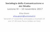 Sociologia della Comunicazione e dei Media · 2017-12-04 · Sociologia della Comunicazione e dei Media Lezione IV – 10 novembre 2017 ... fonte della stabilità: ... •Entità