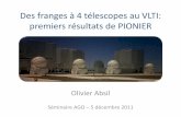 Des franges à 4 télescopes au VLTI: premiers résultats de PIONIER©minaire... · 2012-01-27 · • Precision Integrated Optics Near-infrared Imaging ... – Statut d’instrument