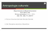 Dipartimento di Studi Umanistici A.A. 2017-18 Primo ... · Antropologia culturale Dipartimento di Studi Umanistici ... Fabietti U., Elementi di antropologia culturale, ... La cultura