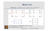 Matrici - Dipartimento di Matematicamorigi/homepage_file/courses_file/matrici_norme.pdf · Matrici Matrice: tabella di m righe ed n colonne AT matrice trasposta di A=(a ij) di elementi