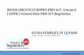 REGOLAMENTO EUROPEO PRIVACY 679:2016 [ GDPR ] … · REGOLAMENTO EUROPEO PRIVACY 679:2016 [ GDPR ] General Data PRIVACY Regulation GUIDA SEMPLICE IN 13 PASSI Liberamente tratta da