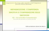 METAEMOZIONE, COMPETENZA EMOTIVA E COMPRENSIONE … · (Prof.ssa Ottavia Albanese) METAEMOZIONE, COMPETENZA EMOTIVA E COMPRENSIONE DELLE EMOZIONI TEC –Test of Emotion Comprehension