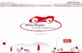 Mille Miglia Design Experience Report 2013 · mail, affissione locandine, distribuzione cartoline, docenti che hanno autonomamente parlato del progetto. Mille Miglia Design Experience