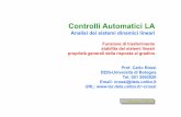 Controlli Automatici LA - Automazione LA... · Controlli Automatici LA Analisi dei sistemi dinamici lineari Funzione di trasferimento stabilita dei sistemi lineari proprietà generali