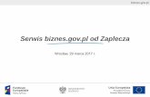 Serwis biznes.gov.pl od Zaplecza Prezentacja Serwis...biznes.gov.pl wspierające przedsiębiorcę • Rejestracja i logowanie, dashboard - omówienie wraz z ... Plan Działań Ministra