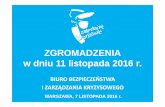 ZGROMADZENIA w dniu 11 listopada 2016 r. - um.warszawa.pl · w dniu 11 listopada 2016 r. WARSZAWA, 7 LISTOPADA 2016 r. BIURO BEZPIECZEŃSTWA ... 800 Święto Niepodległości 11.11.