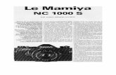 1978-10 Mamiya-NC-1000-S - app-phot-col.com · visée, caché entre le retardateur, la coU- ronne des vitesses, et le poussoir de présé- lection. Quelques petits repères de scotch