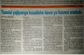 aflasafe.com Tanzania 5 Sep... · Taasisi yajipanga kuzalisha dawa ya kuuwa wadudu Na "TAASISI cha dawa ana ya Afiasate ya kuuwa wadudu wanaotokana na ya rra..knci na za ya nchi Dar