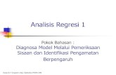 Analisis Regresi 1 · persamaan garis regresi linier sederhana ... (response is akar Y) ... Ragam tidak homogen (perlu analisis kuadrat
