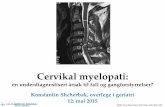 Cervikal myelopati - beta.legeforeningen.no · myelopati og radikulopati: • Der myelopati forårsaker hyperrefleksi, kan radikulopati forårsake unilaterale ”lower motor neuron