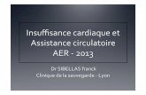 Insuﬃsance cardiaque et Assistance circulatoire AER -‐ 2013 · Insuﬃsance cardiaque et Assistance circulatoire AER -‐ 2013 Dr SIBELLAS franck Clinique de la sauvegarde -‐