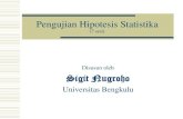 Pengujian Hipotesis Statistika - sigitnugroho.idsigitnugroho.id/Presentasi/005 Pengujian Hipotesis Statistika.pdf · Menghitung statistik-statistik contoh (ukuran contoh, rata-rata