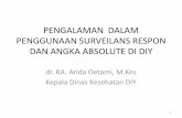 PENGALAMAN DALAM PENGGUNAAN SURVEILANS …kebijakankesehatanindonesia.net/images/2013/9/dr. Arida Oetami.pdf · PENDAHULUAN SURVEILANS KIA DI DIY ... Asfiksia 108 kasus (26%) Kel.