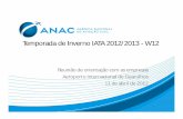 Temporada de Inverno IATA 2012/2013 - W12 - anac.gov.br · Temporada de Inverno IATA 2012/2013 - W12 ... (2) • Manutenção do ... mensagens SAL e divulgação dos resultados a