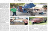 Die WEK macht Tempo · Die WEK macht Tempo es-zell: Junge Mitarbeiter der Behinderteneinrichtung bauen legendären Dreirad-Oldtimer zum rollenden Café und Infomobil um
