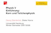 Physik V Einführung: Kern und Teilchenphysik · Vorlesung 3: WW Teilchen-Materi e Physik V Einführung: Kern und Teilchenphysik Georg Steinbrück, Dieter Horns Universität Hamburg