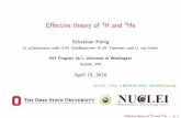 0pt1.33emEffective theory of 3H and 3He · Eﬀective theory of 3H and 3He Sebastian K¨onig in collaboration with H.W. Grießhammer, H.-W. Hammer, and U. van Kolck INT Program 16-1,