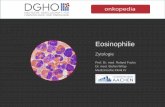 Zytologie - onkopedia.com · Eosinophilie (> 500 /µl), Blutausstrich, Papp. Drei morphologisch unauffällige eosinophile Granulozyten mit bilobulierten Kernen und kräftiger leuchtend