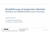 Rückführung strategischer Metalle · Tellur: Rohstoffproduktion und ... (Knappheitsindices: Herfindahl‐ Index, Nachfrageüberhang, Konzentration der Unternehmen etc.) 22. 06.10.2009.