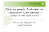 Förderung gesunder Ernährungs- und Lebensweisen in der ... · Plattform Ernährung & Bewegung (PEB) Gesunde Kitas - Starke Kinder Ziel: Integration einer ganzheitlichen Gesundheits-und