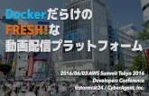 Dockerだらけの FRESH!な 動画配信プラットフォーム · Dockerだらけの FRESH!な 動画配信プラットフォーム 2016/06/03 AWS Summit Tokyo 2016 Developers