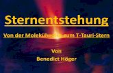 Von der Molekülwolke zum T-Tauri-Stern Von Benedict Höger · Unterschied Stern/Planet •Stern • leuchtet von selbst • Betreibt Kernfusion • Besitzt eine größere Masse •Planet