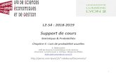 Support de cours - perso.univ-lyon2.fr · L2-S4 : 2018-2019 Support de cours Statistique & Probabilités Chapitre 4 : Lois de probabilité usuelles R. Abdesselam UFR de Sciences Economiques