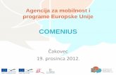 COMENIUS - redea.hr · •Agencija za mobilnost i programe EU •Program za cjeloživotno učenje •Sektorski program Comenius •Sektorski program Leonardo da Vinci Sadržaj prezentacije