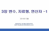장 변수 자료형 연산자 -1 - elearning.kocw.netelearning.kocw.net/contents4/document/lec/2013/Mokwon/JeongYoonsu/3.pdf · 3장 변수, 자료형, 연산자 -1 2014년 3월