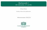 Mathematik I - (für Informatiker, ET und IK) - tu-chemnitz.de · Folgen FolgenundWachstumsprozesse ArithmetischeFolgenwerdenhäuﬁgverwendet,wennesumeinenkonstantenZu-wachs(lineares
