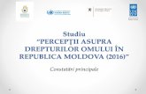 DREPTURILOR OMULUI ÎN REPUBLICA MOLDOVA (2016) · Nivelul de RESPECTARE a drepturilor omului în Republica Moldova 68% - drepturile omului în Republica Moldova se încalcă sistematic!