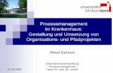 Prozessmanagement im Krankenhaus: Gestaltung und …€¦ · 21.12.2009 Unternehmensentwicklung – Prozessmanagement – Leiter Dr. med. M. Uerlich Prozessmanagement im Krankenhaus: