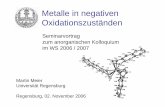 Metalle in negativen Oxidationszuständen - uni-regensburg.de · Monoatomare Anionen der Alkalimetalle Detektion von 6Li-und 7Li-in Gasphase mittels MS: Erster Nachweis eines stabilen