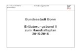 Bundesstadt Bonn Erläuterungsband II zum Haushaltsplan ... · Haushaltsplan 2015/2016 Erläuterungsband II Bundesstadt Bonn Inhaltsverzeichnis Seite 1. Konsumtive Erläuterungen