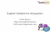 Exploit Geliştirme Altyapıları - amerikadabirgun.com Gelistirme Altyapilari.pdf · Script Dili Python Python 2.x Perl / 3.x Ruby AğHaritalama Var Var 2.x Yok / 3.x Planlanıyor