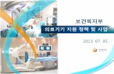 보건복지부˜료기기 지원정책 및 사업_홍정기... · High Return 첨단융합의료기기개발지원(BT중심고위험굮기기) 국내의료기기품질력강화및인허가관렦국제규격강화에대응한