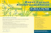 Repetitorium Kinderanästhesie · Das Repetitorium Kinderanästhesie in Stimpfach-Rechenberg ist anders: - ein Veranstaltungsraum für maximal 120 Teilnehmer, - keine Parallelveranstaltungen,