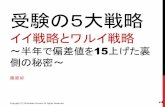 受験の5大戦略 - shikonomi.com · •この冊子ではあなたの合格を考える上での「合 格戦略」を5つ紹介したいと思います。 •特に戦略の基礎となる「3大戦略」を示します。