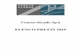 ELENCO PREZZI 2019 - Veneto Strade...I prezzi relativi a manodopera (codice iniziale AL), noli (codice iniziale DD) e materiali (codice iniziale BM) non sono comprensivi delle spese
