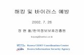 해킹 및 바이러스 예방C1%A4%C7%F6... · 2012-05-06 · 해킹 및 바이러스 예방 2002. 7. 26 정 현 철/한국정보보호진흥원 hcjung@certcc.or.kr Korea CERT Coordination